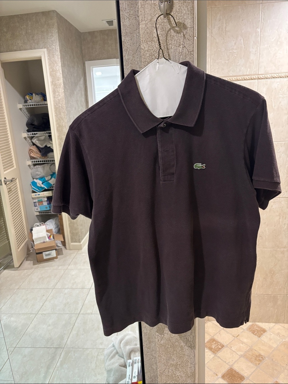 Men’s Lacoste, dark brown golf shirt